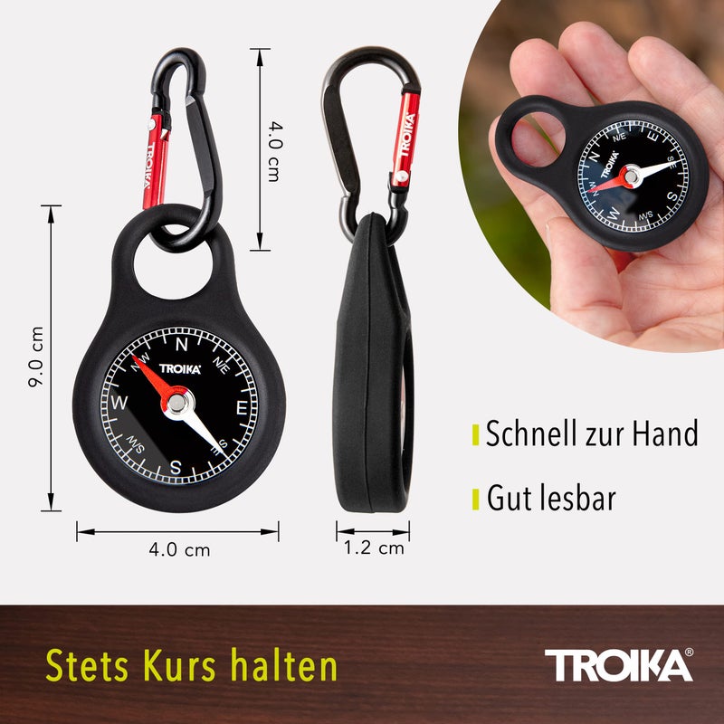 Troika Wegweiser, Item COS10/BK Pocket Compass with Carabiner Black - Image 4